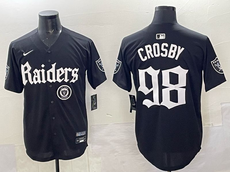 Men 2025 Oakland Raiders 98 Crosby Black 6th generation Joint Name Nike Limited NFL Jersey style 013